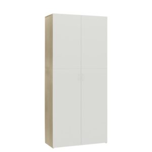 Shoe Cabinet White and Sonoma Oak 80x35.5x180 cm Chipboard