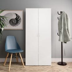 Shoe Cabinet White and Sonoma Oak 80x35.5x180 cm Chipboard