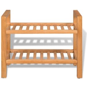 Shoe Rack with 2 Shelves 49.5x27x40 cm Solid Oak Wood