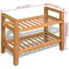 Shoe Rack with 2 Shelves 49.5x27x40 cm Solid Oak Wood