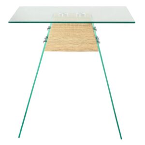 Side Table MDF and Glass 45x45x45 cm Oak Colour