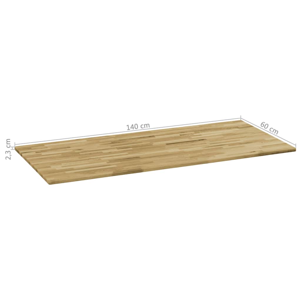 Table Top Solid Oak Wood Rectangular 23 mm 140x60 cm