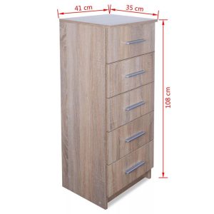 Tall Chest of Drawers Chipboard 41x35x108 cm Oak