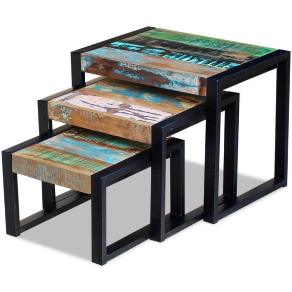 Three Piece Nesting Tables Solid Reclaimed Wood