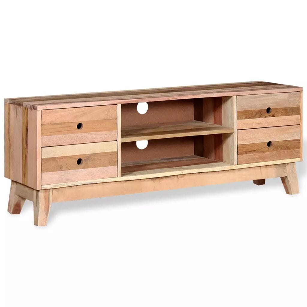 4 Drawer TV Stand Unit Solid Reclaimed Light Wood 120cm