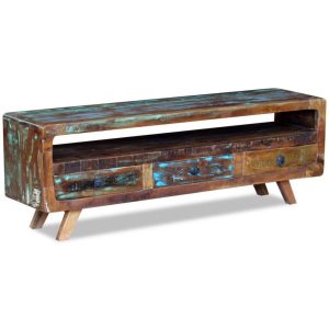 Tv Cabinet With 3 Drawers Solid Reclaimed Wood