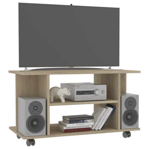 Tv Cabinet With Castors Sonoma Oak 80X40X40 Cm Chipboard