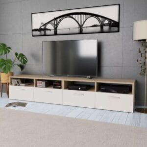 TV Cabinets 2 pcs Chipboard 95x35x36 cm Oak and White