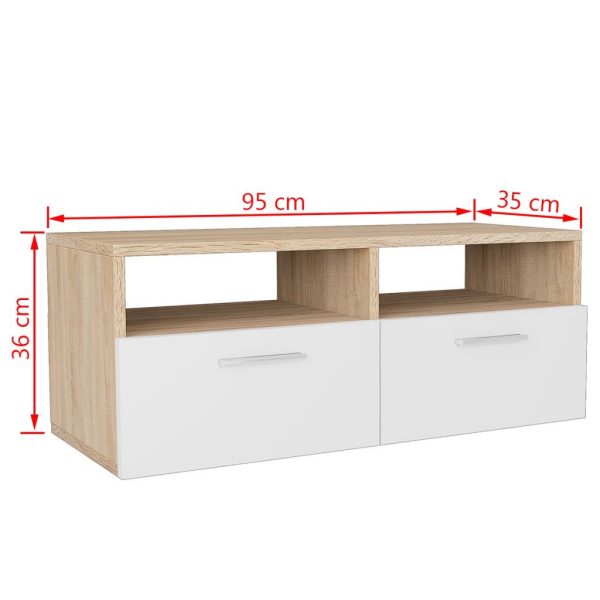 TV Cabinets 2 pcs Chipboard 95x35x36 cm Oak and White