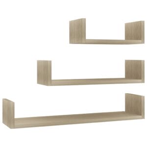 Wall Display Shelf 3 pcs Sonoma Oak Chipboard