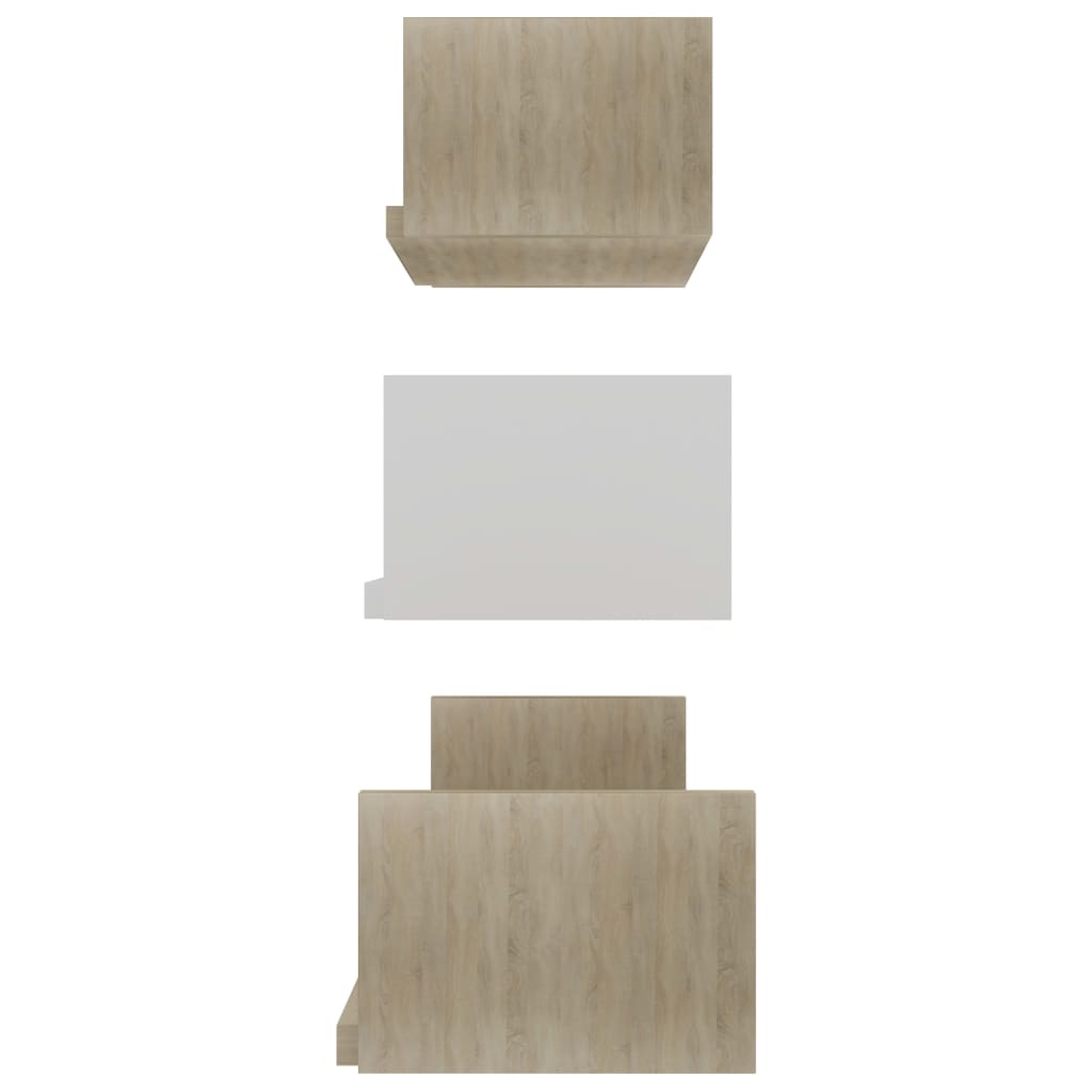 Wall Display Shelf 3 pcs White and Sonoma Oak Chipboard