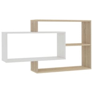 Wall Shelves White and Sonoma Oak 104x24x60 cm Chipboard