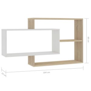 Wall Shelves White and Sonoma Oak 104x24x60 cm Chipboard