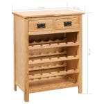 Wine Cabinet 72x32x90 cm Solid Oak Wood 6