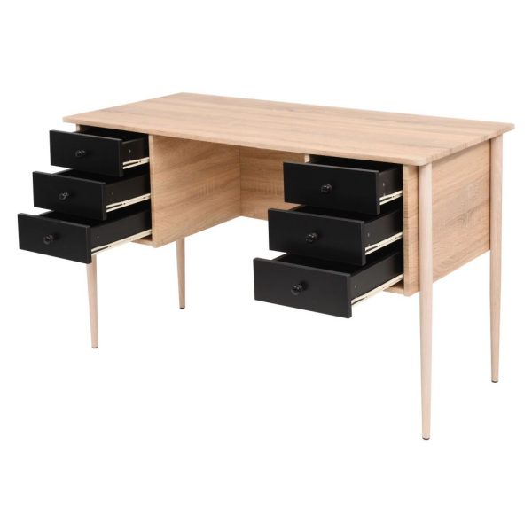 Writing Desk with Drawers 120x55x76 cm Oak and Black