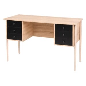 Writing Desk with Drawers 120x55x76 cm Oak and Black