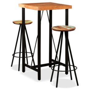 Bar Set 3 Pieces Solid Sheesham and Reclaimed Wood
