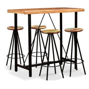 Bar Set 5 Pieces Solid Sheesham and Reclaimed Wood