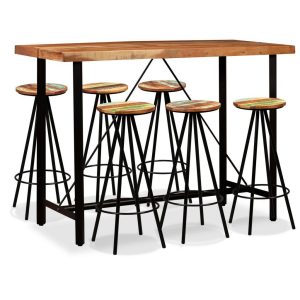 Bar Set 7 Pieces Solid Sheesham and Reclaimed Wood