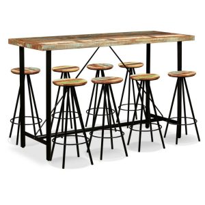 Bar Set 9 Pieces Solid Reclaimed Wood