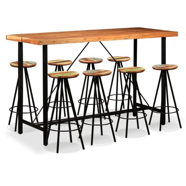 Bar Set 9 Pieces Solid Sheesham and Reclaimed Wood