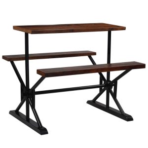 Bar Table with Benches Solid Reclaimed Wood 120x50x107 cm