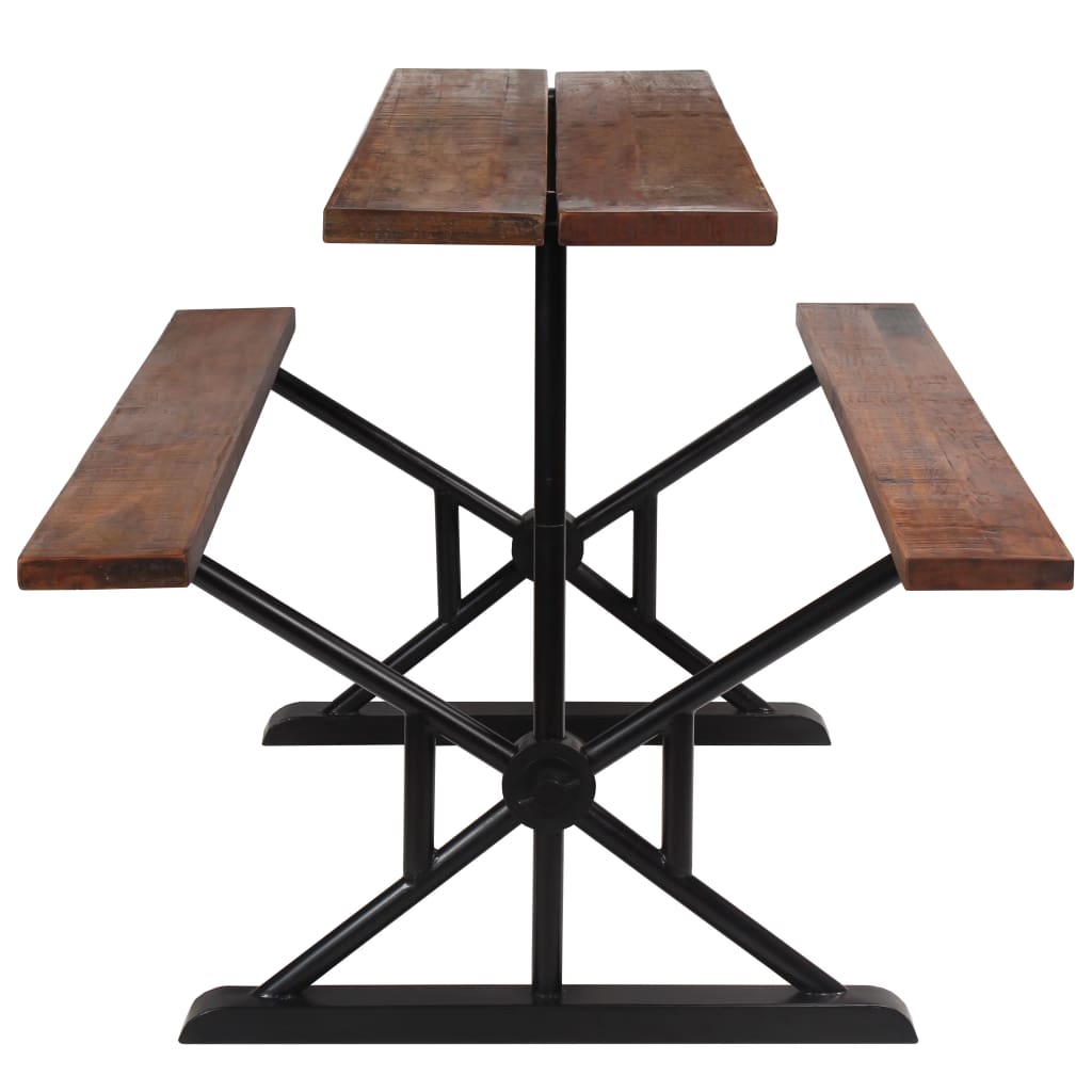Bar Table with Benches Solid Reclaimed Wood 180x50x107 cm