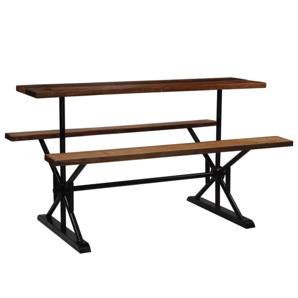 Bar Table with Benches Solid Reclaimed Wood 180x50x107 cm