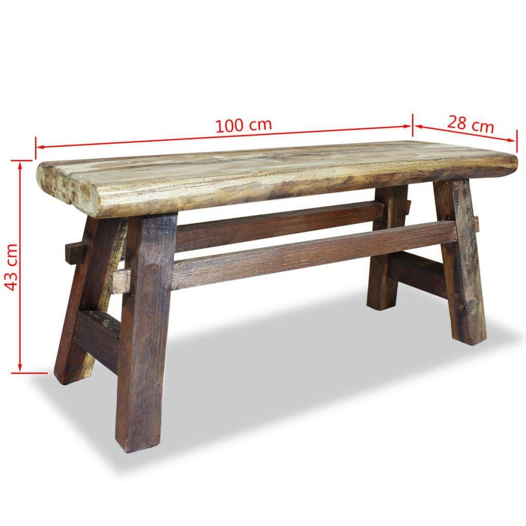 Bench Solid Reclaimed Wood 100x28x43 cm