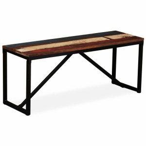 Bench Solid Reclaimed Wood & Metal Frame 110x35x45cm
