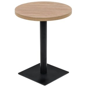 Bistro Table MDF and Steel Round 60x75 cm Oak Colour