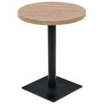 Bistro Table MDF and Steel Round 60×75 cm Oak Colour 1
