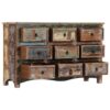 Chest of Drawers 130x40x80 cm Solid Reclaimed Wood