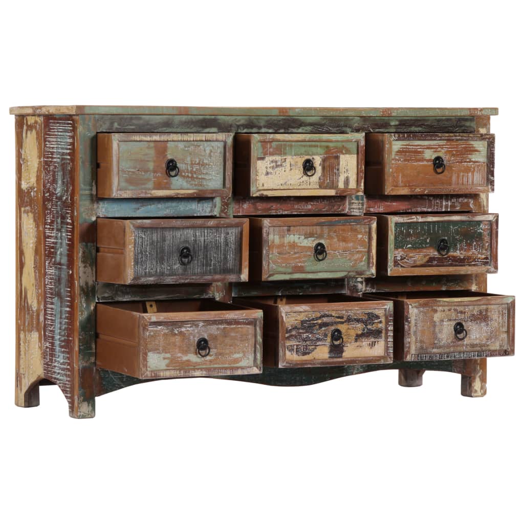 Chest of Drawers 130x40x80 cm Solid Reclaimed Wood
