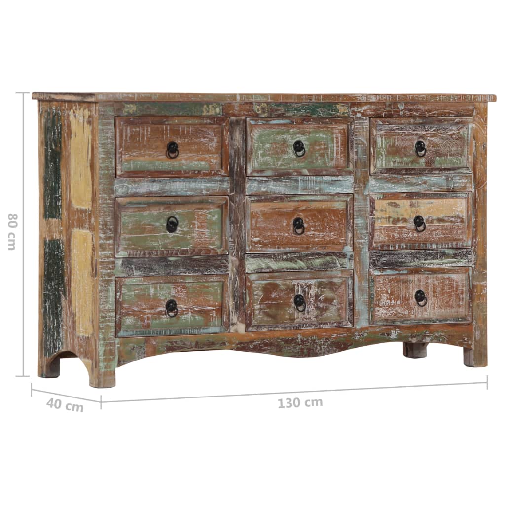 Chest of Drawers 130x40x80 cm Solid Reclaimed Wood
