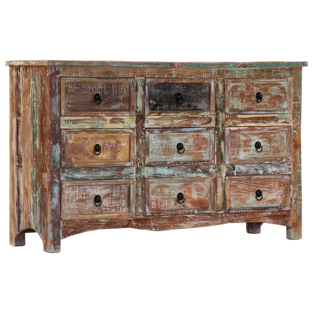 Chest of Drawers 130x40x80 cm Solid Reclaimed Wood