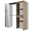 Clothes Cabinet with Curtain Adjustable in Width 121-168 cm Oak