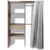 Clothes Cabinet with Curtain Adjustable in Width 121-168 cm Oak