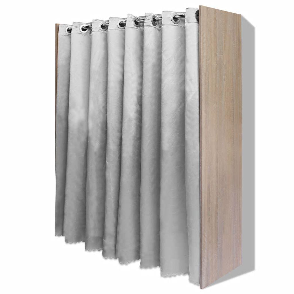 Clothes Cabinet with Curtain Adjustable in Width 121-168 cm Oak