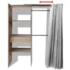 Clothes Cabinet with Curtain Adjustable in Width 121-168 cm Oak