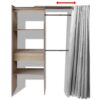 Clothes Cabinet with Curtain Adjustable in Width 121-168 cm Oak