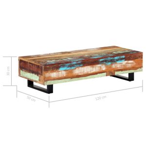 Coffee Table 120x50x30 cm Solid Reclaimed Wood and Steel