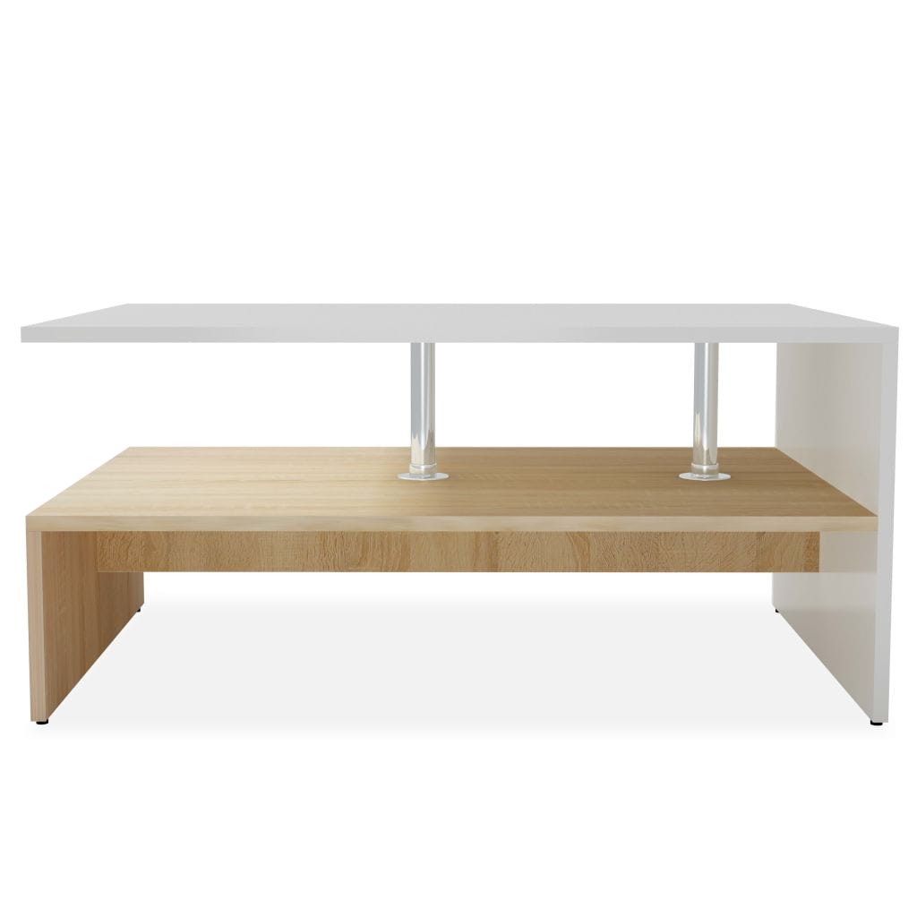 Coffee Table Chipboard 90x59x42 cm Oak and White