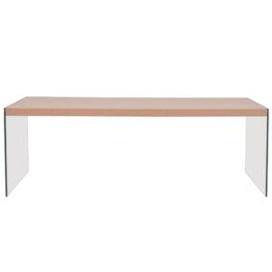 Coffee Table Glass MDF Oak Colour