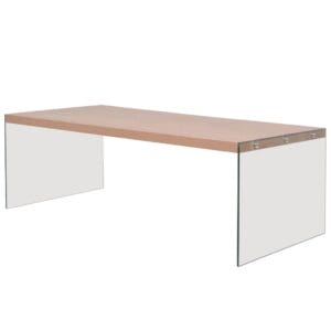 Coffee Table Glass MDF Oak Colour