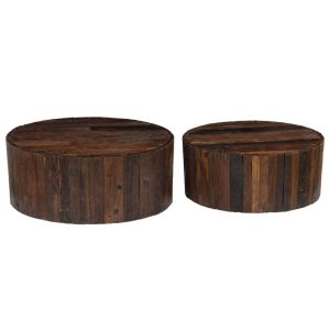 Coffee Table Set 2 Pieces Solid Reclaimed Sleeper Wood