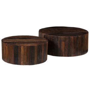 Coffee Table Set 2 Pieces Solid Reclaimed Sleeper Wood