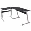 Corner Desk L-Shaped Black & Silver