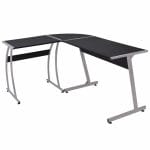 Corner Desk L-Shaped Black & Silver 1