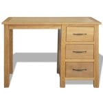 Desk with 3 Drawers 106x40x75 cm Solid Oak Wood 2